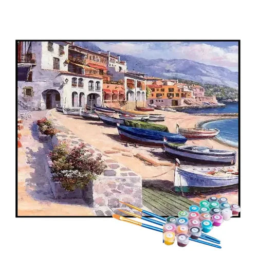 Kit de Pintura Numerada - Barquinhos na Areia