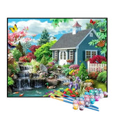 Kit de Pintura Numerada - Casa Alegre com Riacho Divertido