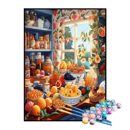 Kit de Pintura Numerada - Frutas na Cozinha