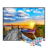 Kit de Pintura Numerada - Cais e Barco ao Crepúsculo