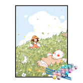Kit de Pintura Numerada - Menina e Coelhinhos no Jardim