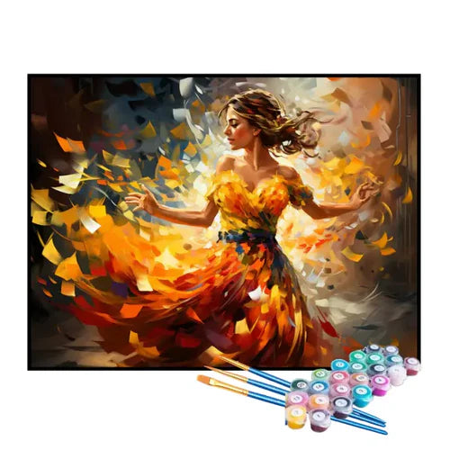 Kit de Pintura Numerada - Mil Fragmentos do Vestido Laranja