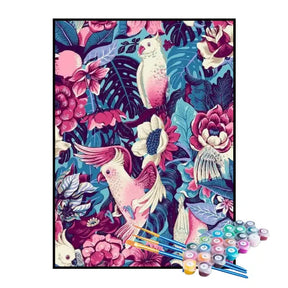 Kit de Pintura Numerada - Pássaros e Flores