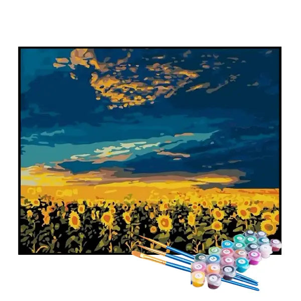 Kit de Pintura Numerada - Pintura dos Campos de Girassóis