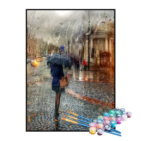 Kit de Pintura Numerada - Mulher com Guarda-Chuva