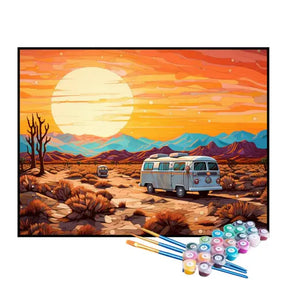 Kit de Pintura Numerada - Trailer no Deserto