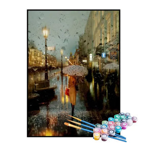 Kit de Pintura Numerada - Centro da Cidade Chuvoso