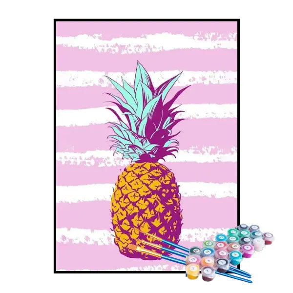 Kit de Pintura Numerada - Abacaxi na Parede Rosa