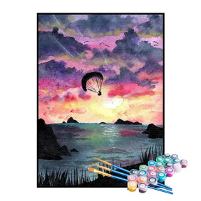 Kit de Pintura Numerada - Salto de Paraquedas no Mar