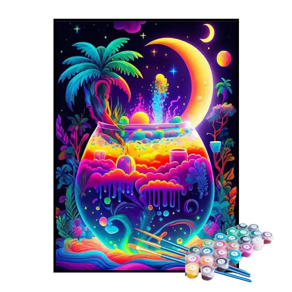 Kit de Pintura Numerada - Coquetel na Praia Paradisíaca