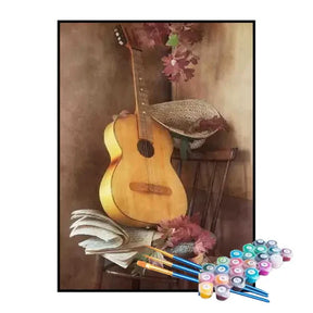 Kit de Pintura Numerada - Violão e Livros