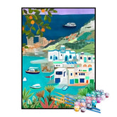 Kit de Pintura Numerada - Iates e Mansões à Beira-Mar