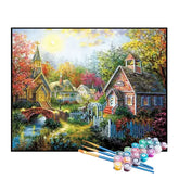 Kit de Pintura Numerada - Bairro com Casas Floridas