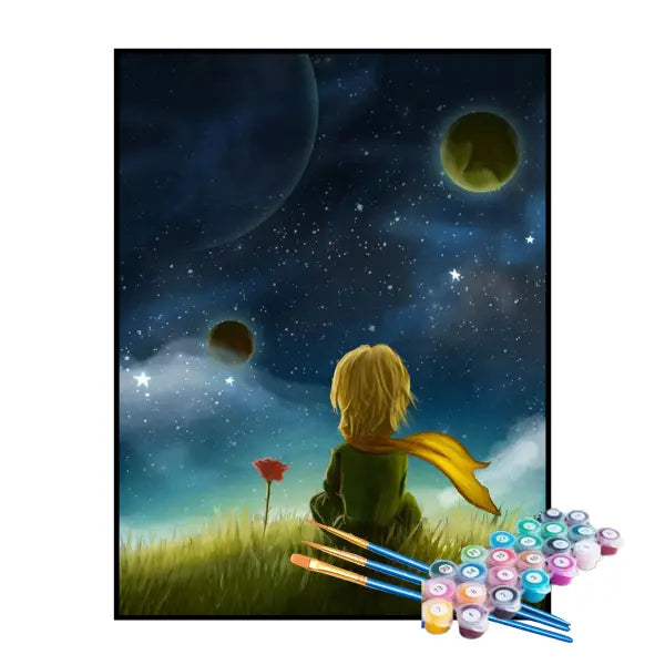 Kit de Pintura Numerada - O Pequeno Príncipe e a Rosa