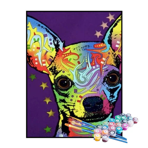 Kit de Pintura Numerada - Chihuahua Colorido