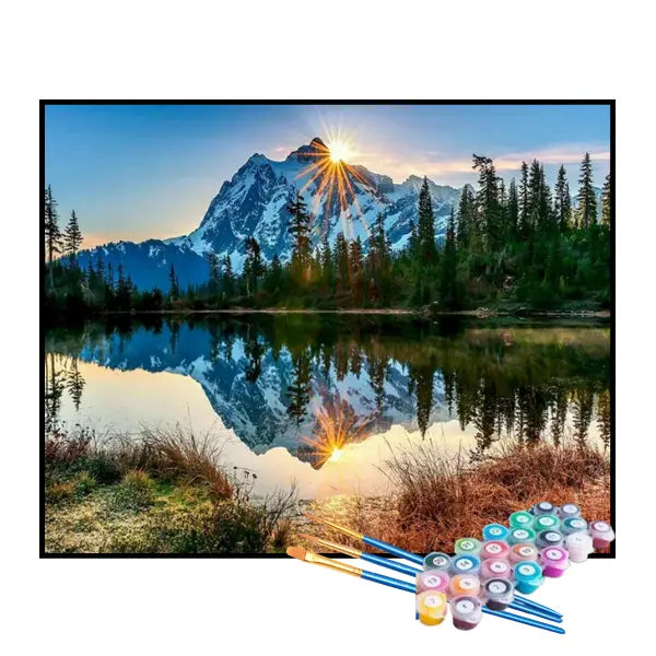 Kit de Pintura Numerada - Pôr do Sol no Lago