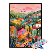 Kit de Pintura Numerada - Vilarejo Colorido no Deserto