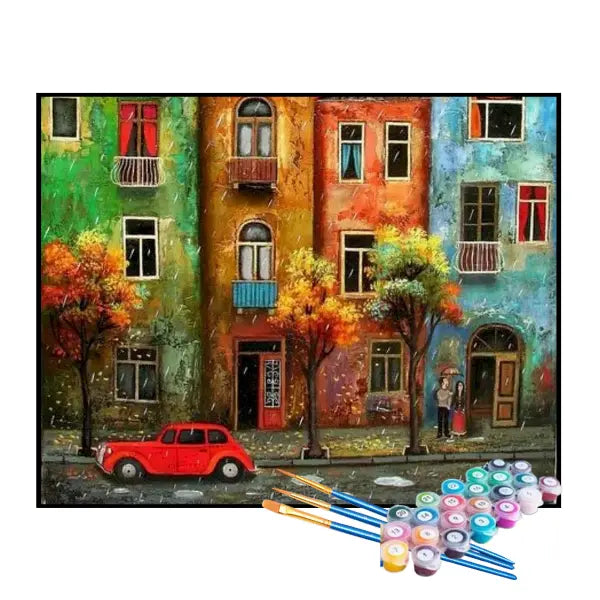 Kit de Pintura Numerada - Pequena Cidade Chuvosa