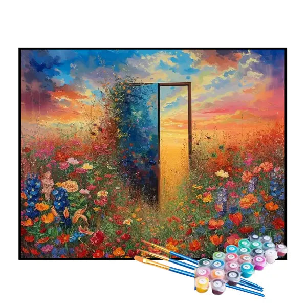 Kit de Pintura Numerada - Porta para o Jardim das Flores