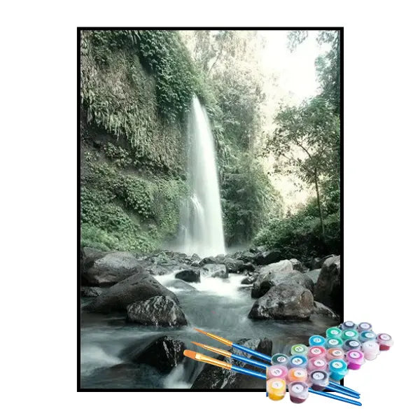 Kit de Pintura Numerada - Cachoeira Entre Rochas
