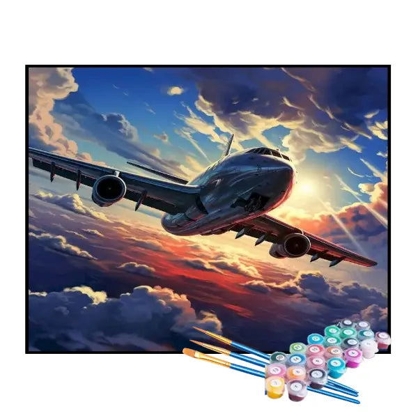Kit de Pintura Numerada - Avião nas Nuvens