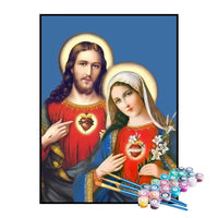 Kit de Pintura Numerada - Sagrado Coração de Jesus e Maria