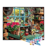 Kit de Pintura Numerada - Filhotes de Gato no Jardim