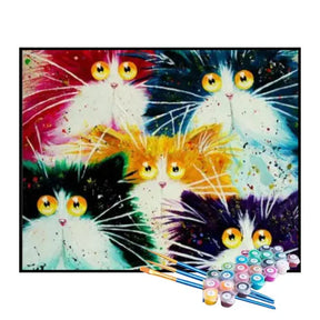 Kit de Pintura Numerada - Gatos Coloridos