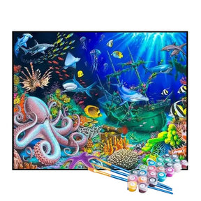 Kit de Pintura Numerada - Animais do Fundo do Mar