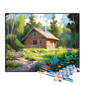 Kit de Pintura Numerada - Chalé na Floresta