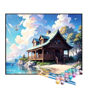 Kit de Pintura Numerada - Casa de Praia dos Sonhos