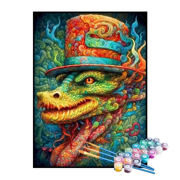 Kit de Pintura Numerada - Crocodilo Mágico Abstrato