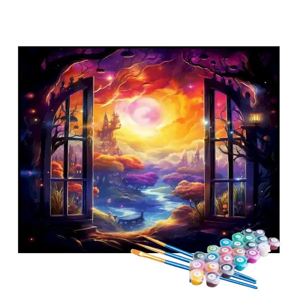 Kit de Pintura Numerada - A Janela para o Mundo Mágico
