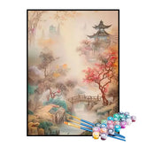 Kit de Pintura Numerada - Templos Japoneses no Inverno