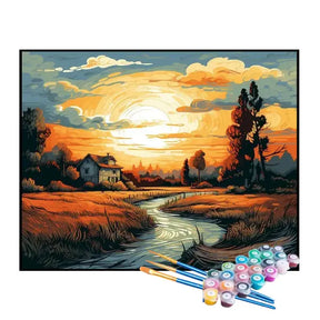 Kit de Pintura Numerada - A Fazenda ao Entardecer