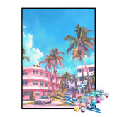 Kit de Pintura Numerada - Prédios e Coqueiros