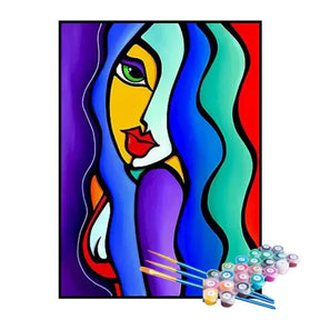 Kit de Pintura Numerada - A Mulher de Cabelos Coloridos