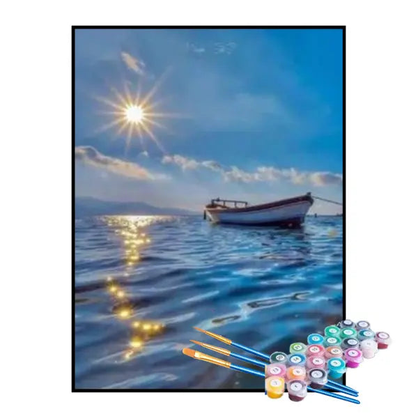 Kit de Pintura Numerada - Barco no Mar