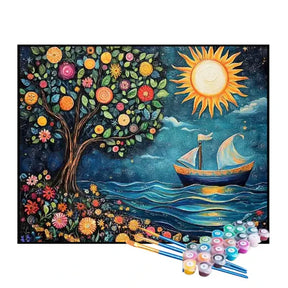 Kit de Pintura Numerada - Barquinho Navegando