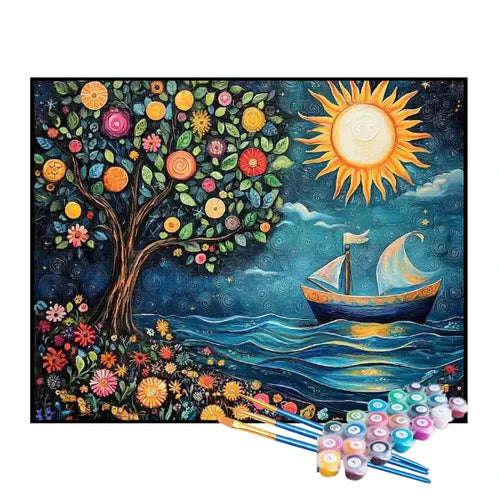 Kit de Pintura Numerada - Barquinho Navegando