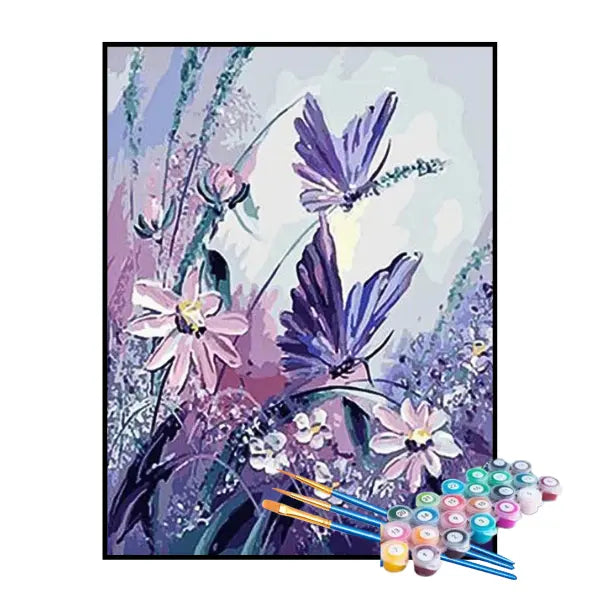 Kit de Pintura Numerada - Borboletas no Campo Florido