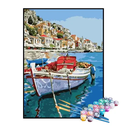 Kit de Pintura Numerada - Pescaria na Vila