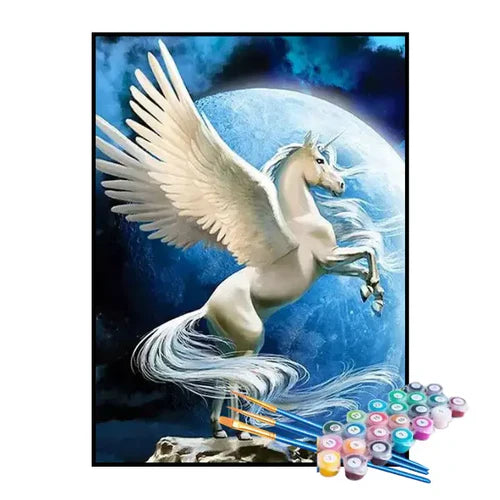 Kit de Pintura Numerada - Unicórnio Explorando o Mundo