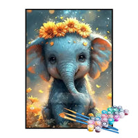 Kit de Pintura Numerada - Pequeno Elefante com Girassóis