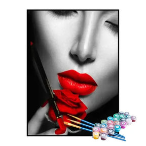 Kit de Pintura Numerada - A Beleza da Mulher de Vermelho