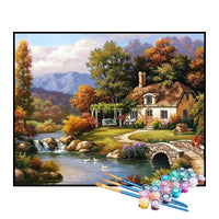 Kit de Pintura Numerada - Cabana Tranquila na Floresta