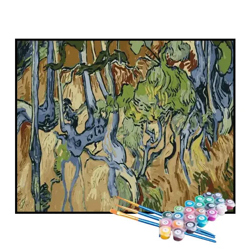 Kit de Pintura Numerada - As Raízes das Árvores de Van Gogh