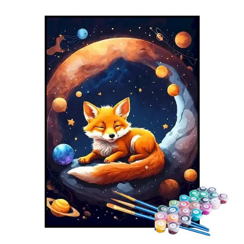 Kit de Pintura Numerada - Raposa no Espaço Sideral