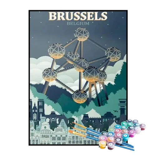 Kit de Pintura Numerada - Mapa de Bruxelas