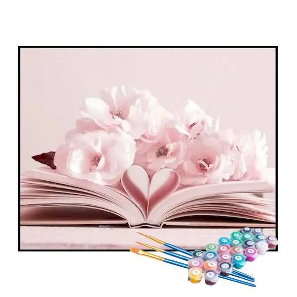 Kit de Pintura Numerada - Livro e Flores Rosas